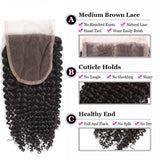 Lakihair 8A Malaysian Human Hair Kinky Curly 3 Bundles With 4x4 Lace Closure