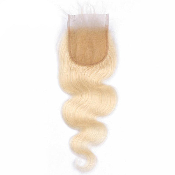 Lakihair 613 Blonde Body Wave 4x4 Lace Closure 8A Human Hair With Baby Hair