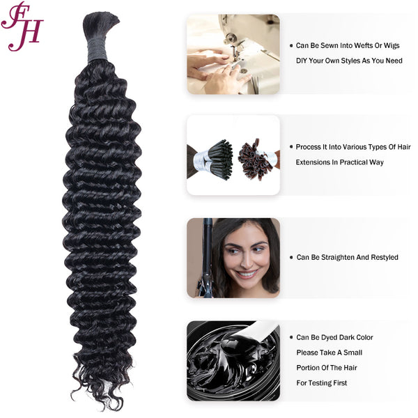 Lakihair Human Hair Bulk Brazillian Virgin Human Hair Natural Color 16-24 Inch Braids Bundle No Weft
