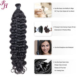 Lakihair Natural Black Water Wave Human Hair Bulk No Weft Single Piece for Boho Braidings