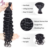 Lakihair Natural Black Water Wave Human Hair Bulk No Weft Single Piece for Boho Braidings