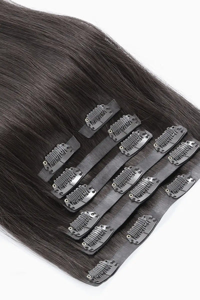 Lakihair  Light Yaki Seamless Clip Ins 9A Brazilian Virgin Hair Natural Black Hair Extension