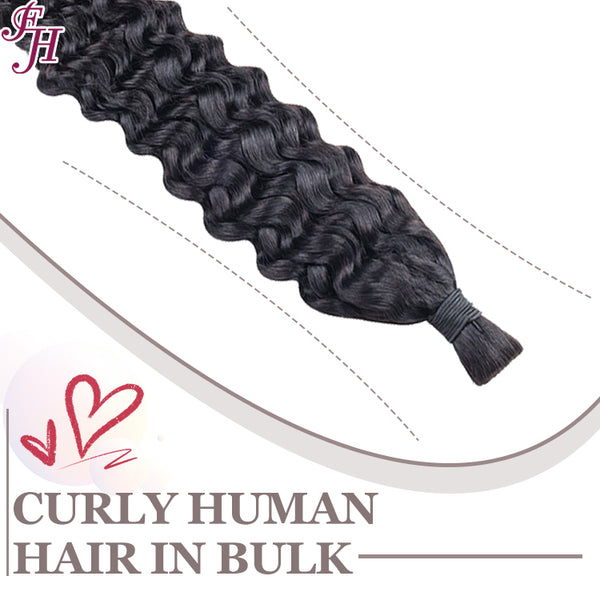 Lakihair Natural Black Water Wave Human Hair Bulk No Weft Single Piece for Boho Braidings