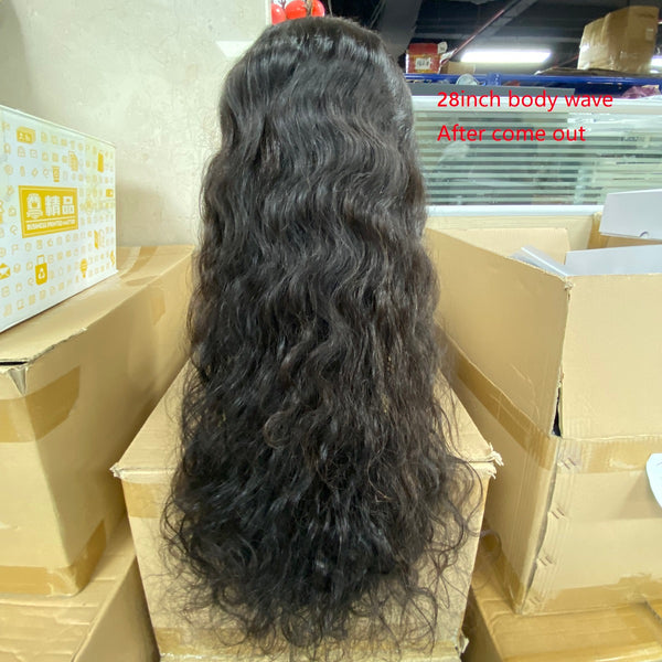 Lakihair Glueless 8A Brazilian Virgin Hair Body Wave Lace Front Human Hair Wig Natural Black Color