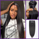 Lakihair  Light Yaki Seamless Clip Ins 9A Brazilian Virgin Hair Natural Black Hair Extension