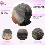 Lakihair Glueless 8A Brazilian Virgin Hair Body Wave Lace Front Human Hair Wig Natural Black Color