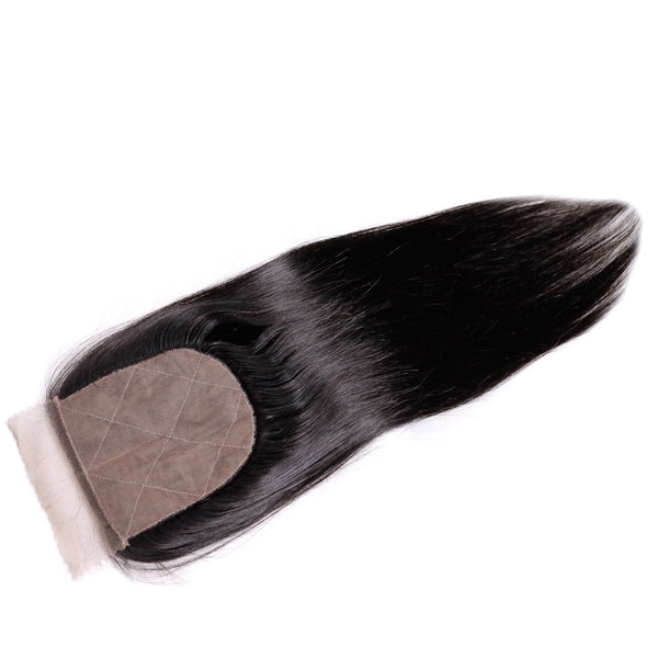 Lakihair Silk Base Closure Brazilian Straight Human Hair Swiss Lace with Bleached Knots 4x4 Closure