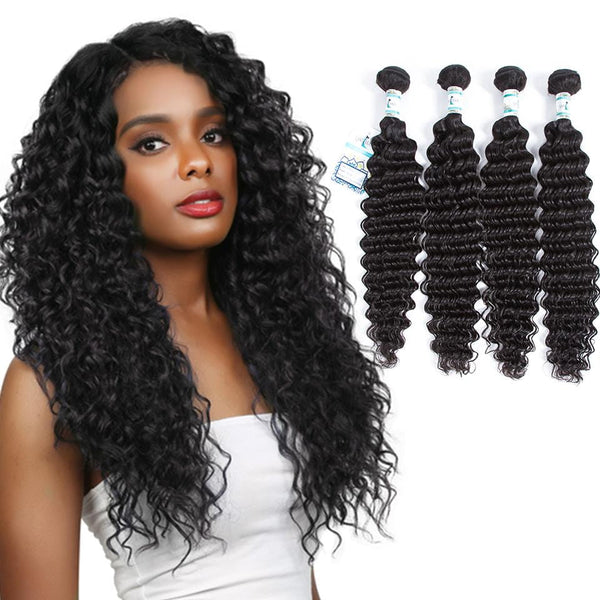 Lakihair 8A Virgin Human Hair Deep Wave 4 Bundles Hair Extensions