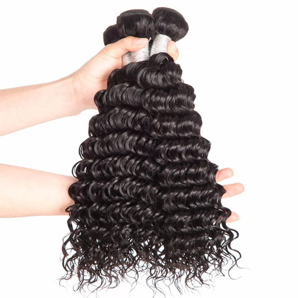 Lakihair 8A Virgin Human Hair Deep Wave 4 Bundles Hair Extensions