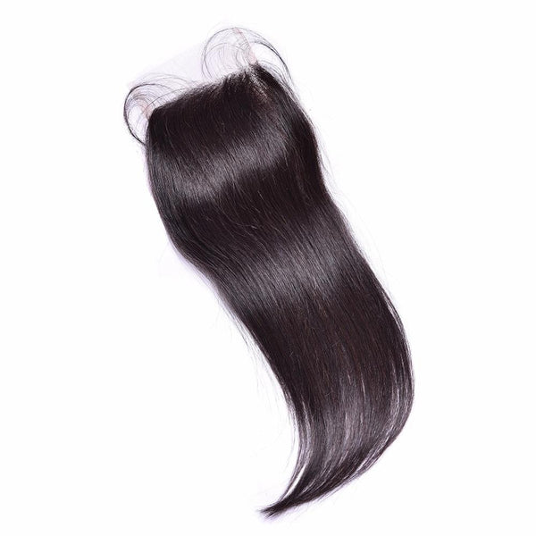 Lakihair 10A Brazilian Virgin Human Hair Straight Lace Closure 4x4 Natural Black With Baby Hair