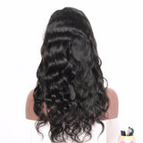 Lakihair Glueless 8A Brazilian Virgin Hair Body Wave Lace Front Human Hair Wig Natural Black Color