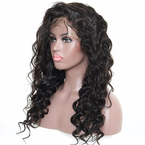 Lakihair Mid-Length Loose Wave Lace Front Wigs 180% Density Virgin Hair Wigs With Baby Hair