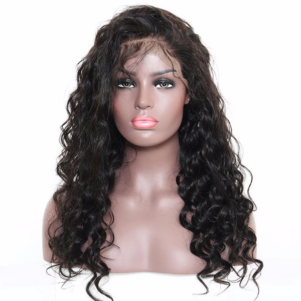 Lakihair Mid-Length Loose Wave Lace Front Wigs 180% Density Virgin Hair Wigs With Baby Hair