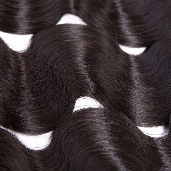 Lakihair 3 Bundles with Lace Closure Body Wave Peruvian Virgin Human Hair