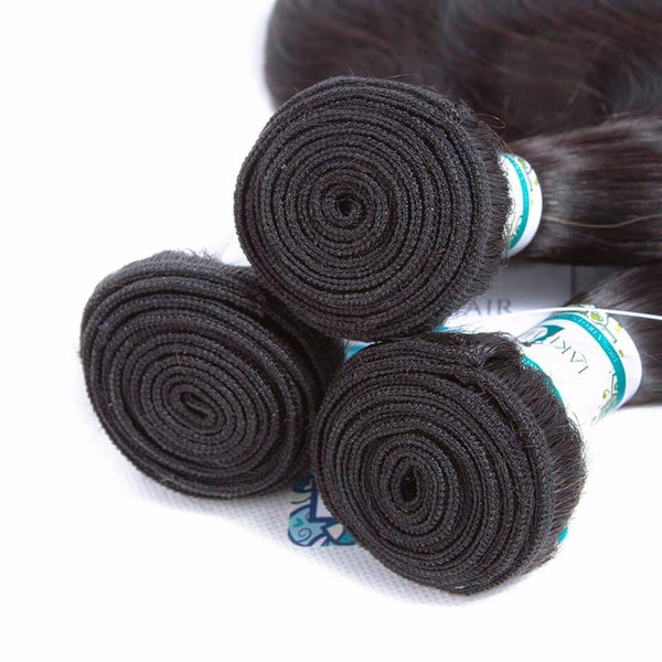 Lakihair Virgin Indian Hair 3 Bundles Body Wave With 13x4 Lace Frontal Closure