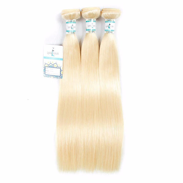 Lakihair 8A 613 Blonde Hair Virgin Brazilian Straight Hair 3 Bundles With 13X4 Frontal