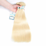 Lakihair 8A 613 Blonde Hair Bundles Virgin Brazilian Straight Hair 3 Bundles With Baby Hair