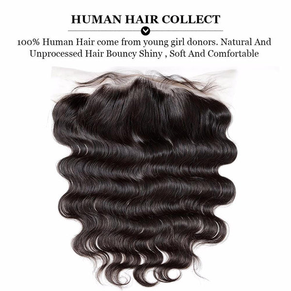 Lakihair Brazilian 3 Bundles With 13x4 Lace Frontal Closure Real Virgin Human Hair