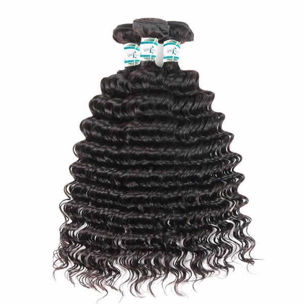 Lakihair 10A Top Quality Deep Wave 3 Bundles Human Hair Weaving Unprocessed Virgin Hair