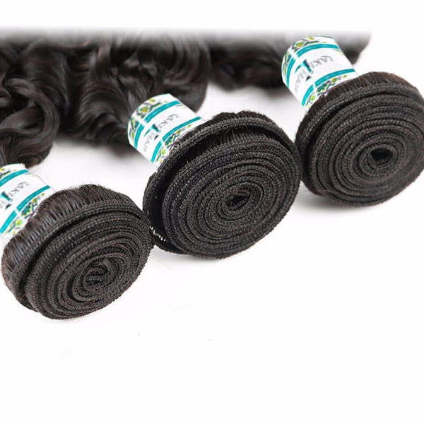 Lakihair 10A Top Quality Deep Wave 3 Bundles Virgin Brazilian Hair Hair Weaving 100% Virgin Hair