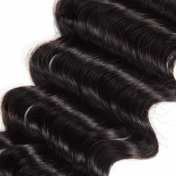 Lakihair 8A Virgin Human Peruvian Hair Deep Wave 4 Bundles With Lace Closure 4x4