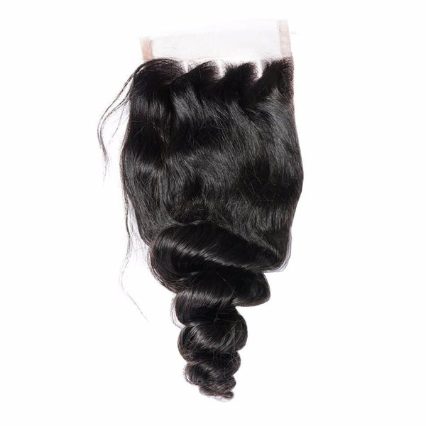 Lakihair 8A Virgin Human Hair Loose Wave 4 Bundles With Lace Closure 4x4