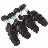 Lakihair 8A Virgin Human Hair Loose Wave 4 Bundles With Lace Closure 4x4