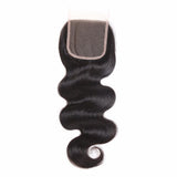 Lakihair 10A Natural Black Brazilian Human Hair Body Wave Lace Closure 4x4 Pre Plucked Hairline