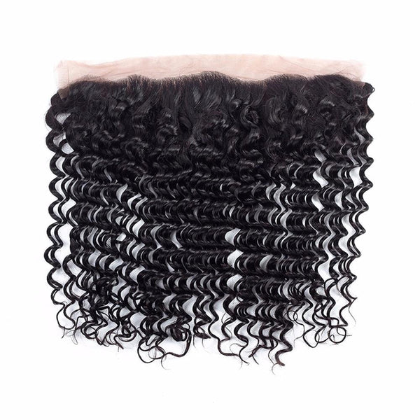 Lakihair 8A Peruvian Virgin Human Deep Wave Hair 4 Bundles With 13x4 Frontal Closure