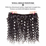 Lakihair Unprocessed Virgin Human Hair 4 Bundles With Lace Frontal Closure Malaysian Deep Wave Hair Bundles