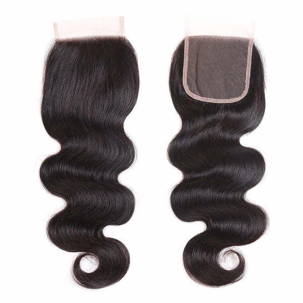 Lakihair 8A Indian Virgin Human Hair Body Wave 4 Bundles With Lace Closure 4x4