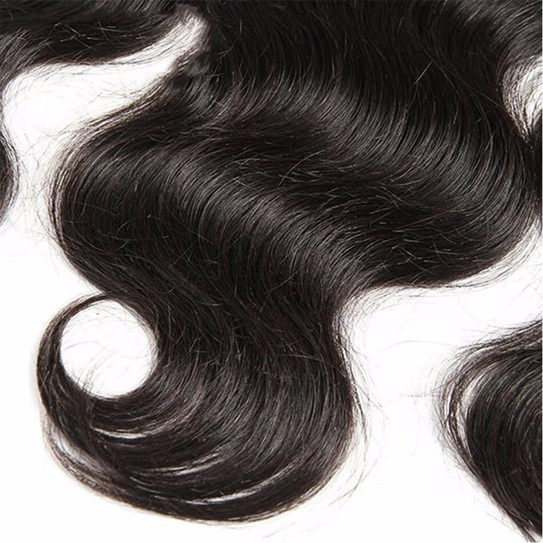 Lakihair 8A Brazilian Virgin Human Body Wave Hair 4 Bundles With 13x4 Frontal Closure