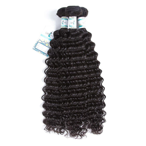 Lakihair Deep Wave Hair Bundles Peruvian Hair 3 Bundles With Frontal Closure