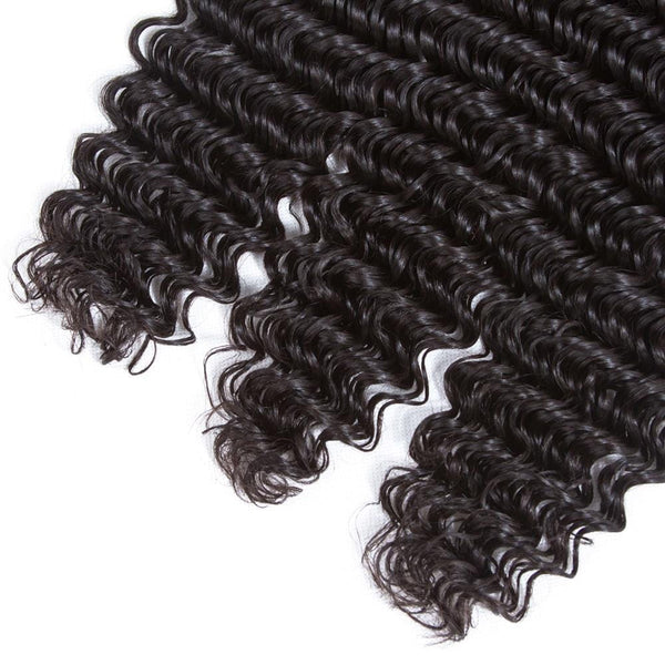 Lakihair Deep Wave Hair Bundles Peruvian Hair 3 Bundles With Frontal Closure