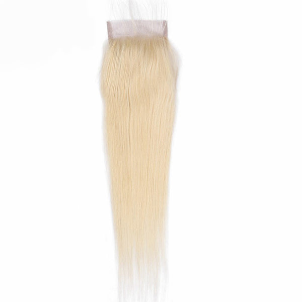 Lakihair 10A 613 Blonde Color Lace Closure 4x4 Brazilian Straight Hair Closure With Baby Hair