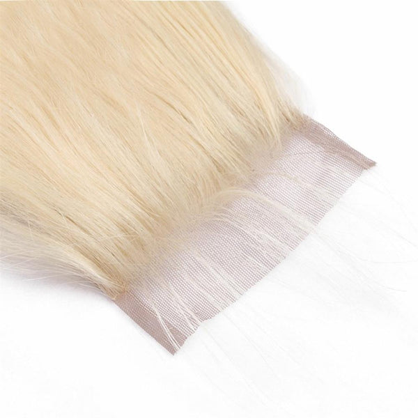 Lakihair 10A 613 Blonde Color Lace Closure 4x4 Brazilian Straight Hair Closure With Baby Hair