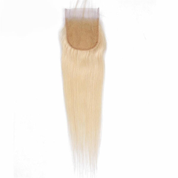 Lakihair 613 Blonde Straight Lace Closure 8A Human Hair With Baby Hair Pre Plucked 4x4 Good Quality