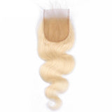 Lakihair 613 Blonde Body Wave 4x4 Lace Closure 8A Human Hair With Baby Hair