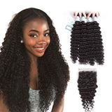 Lakihair 8A Virgin Human Hair Deep Wave 4 Bundles With Lace Closure 4x4