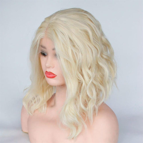 Lakihair 613 Blonde Body Wave Short Wigs Blonde Bob Lace Wigs 8A Brazilian Hair 180% Density