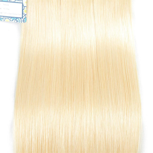 Lakihair 10A Grade 613 Blonde Straight 3 Bundles With Lace Closure 4x4 Brazilian Human Hair