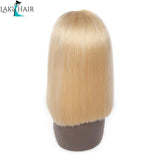 Lakihair 180% Density Human Hair 613 Blonde Lace Frontal Bob Wig 8A Straight Brazilian Human Hair