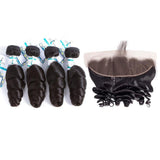 Lakihair 8A Peruvian Virgin Human Loose Wave Hair 4 Bundles With 13x4 Frontal Closure
