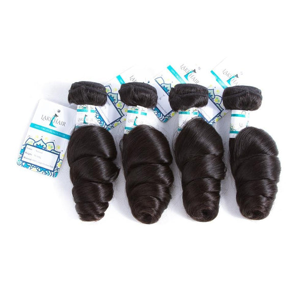 Lakihair 8A Loose Wave Virgin Human Hair 4 Bundles With Lace Frontal 13x4 Unprocessed Hair