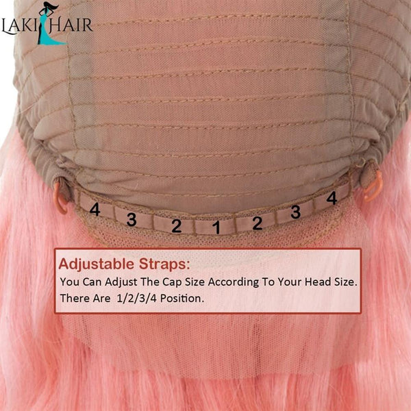 Lakihair Short 10A Pink Blonde Short Bob Straight Lace Wigs Brazilian Virgin Human Hair