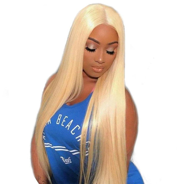 Lakihair 613 180  10A Blonde Lace Front Wig Human Straight Hair Wigs