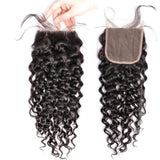 Lakihair 8A Peruvian Human Hair Water Wave 3 Bundles With Lace Closure 4x4