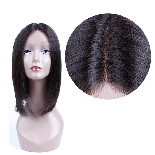 Lakihair Short Virgin 8A Brazilian Straight Hair Lace Front Wigs 150% Density U Part Bob Wigs