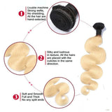 Lakihair 8A Body Wave 4 Bundles 1B/613 Blonde Ombre Unprocessed Virgin Human Hair Weaving