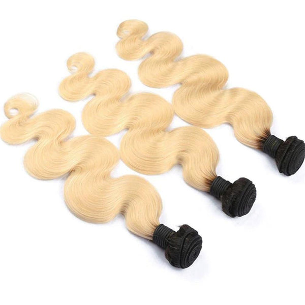 Lakihair 8A Body Wave 4 Bundles 1B/613 Blonde Ombre Unprocessed Virgin Human Hair Weaving